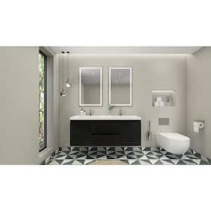 Bohemia 60 in. W Bath Vanity in Rich Black with Reinforced Acrylic Vanity Top in White with White Basins