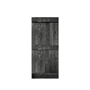 Mid-Bar Series 38 in. x 84 in. Metallic Gray Knotty Pine Wood Interior Sliding Barn Door Slab