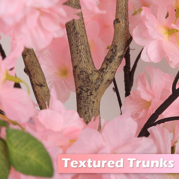 4 ft. Artificial Cherry Blossom Tree in Pot Faux Pink Sakura