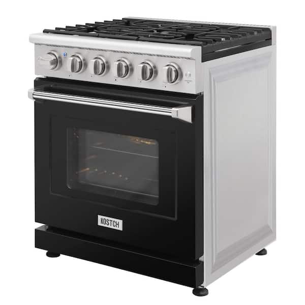 30 in. 5 Burners Freestanding Natural Gas Range in Stainless Steel with 4.55 cu. ft. Convection Oven and Black Oven Door