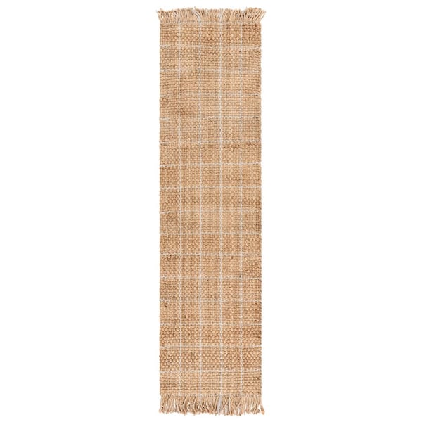 Natural Fiber 2 ft. x 8 ft. Natural/Bleach Geometric Runner Rug