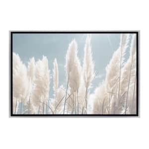Tall Pampas Grass Framed Canvas Wall Art - 18 in. x 12 in. Size, by Kelly Merkur 1-piece Champagne Frame