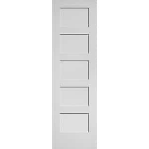 24 in. x 80 in. MDF Series Smooth 5-Panel Equal Solid Core Primed Composite Interior Door Slab