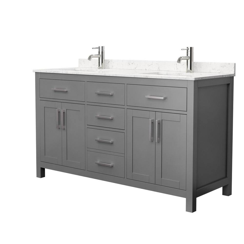 Beckett 60" Dark Gray Double Bathroom Vanity with Cultured Marble Top