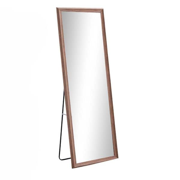 Unbranded 23 in. W x 65 in. H Full Length Rectangle Framed Brown Mirror Decorative Large Mirror with Wood Frame
