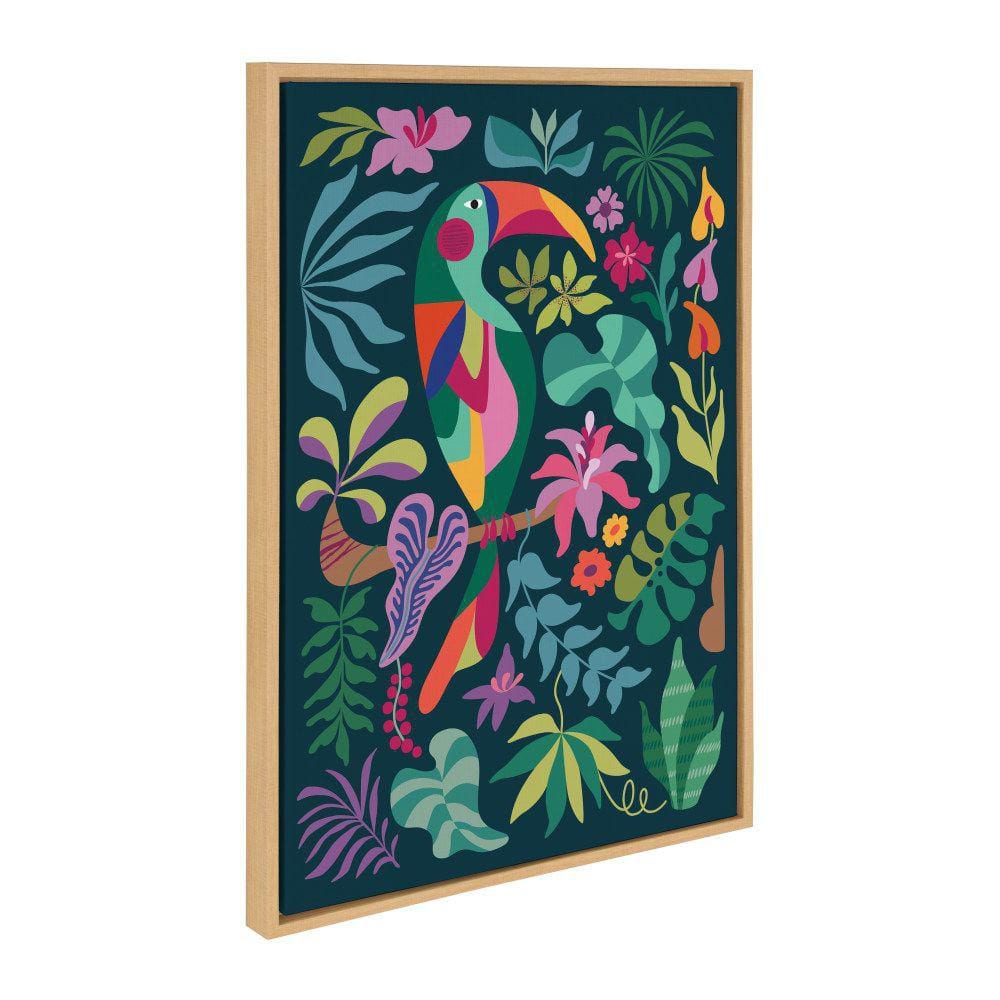 Natural 23x33 Tropical Toucan Framed Canvas Wall Art