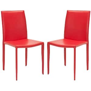Karna Red Bonded Leather Dining Chair