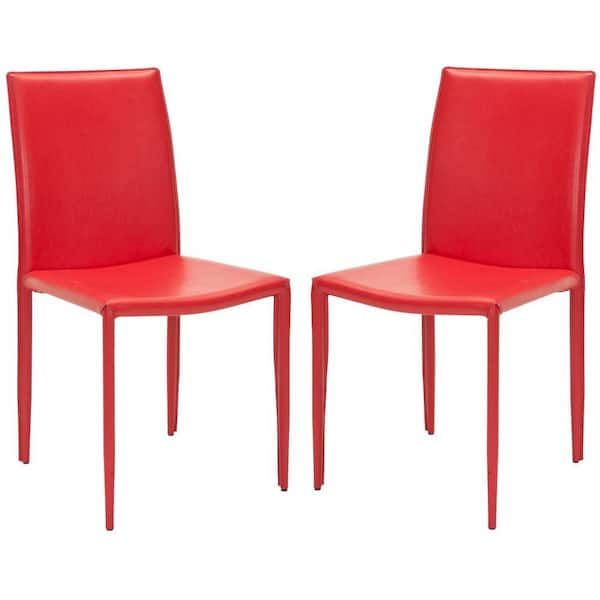 SAFAVIEH Karna Red Bonded Leather Dining Chair