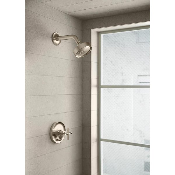 Purist Rite-Temp Valve Trim With Push-Button Diverter And Cross Handle in Vibrant Titanium