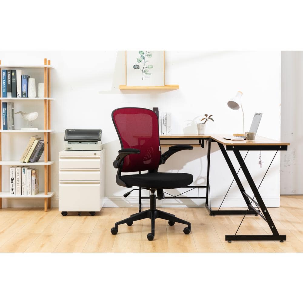 Newton 25" Red Mesh Swivel Office Chair with Adjustable Arms