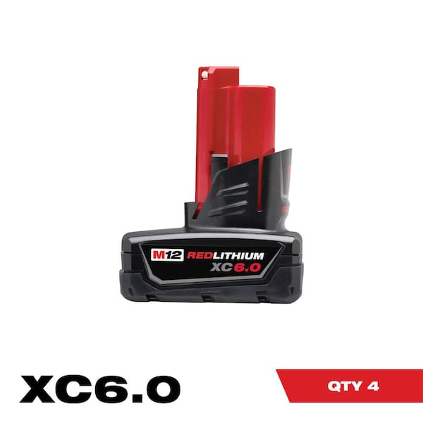 Milwaukee M12 12-Volt Lithium-Ion XC Extended Capacity Battery Pack 6.0Ah (4-Pack)