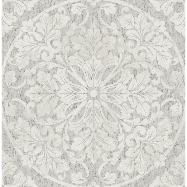 Seabrook Designs Marquette Medallion Metallic Greige & Off-White Paper Strippable Roll (Covers 56.05 sq. ft.)