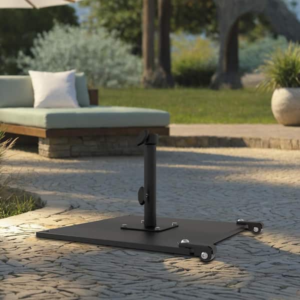 commercial metal patio umbrella bases 70 lb. Steel Commercial Market Patio Umbrella Base with Casters in Black