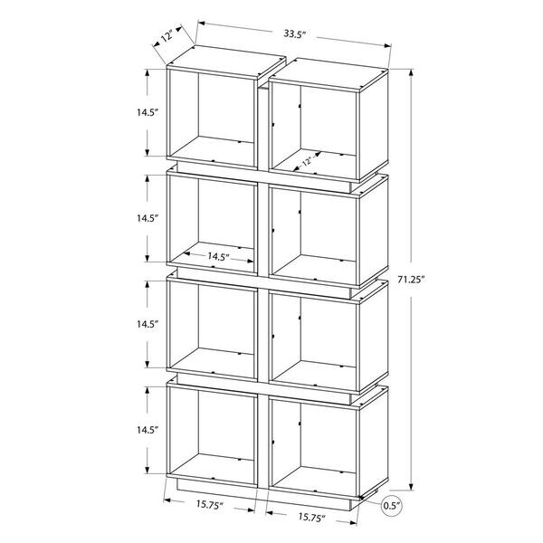 Open Bookcase Hd7076, Monarch Specialties 8 Cube Bookcase White Gray