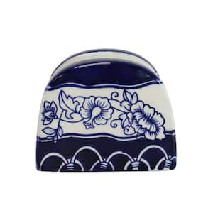 3-Piece Blue Garden Table Accessory Set (Salt and Pepper Shakers and Napkin Holder)