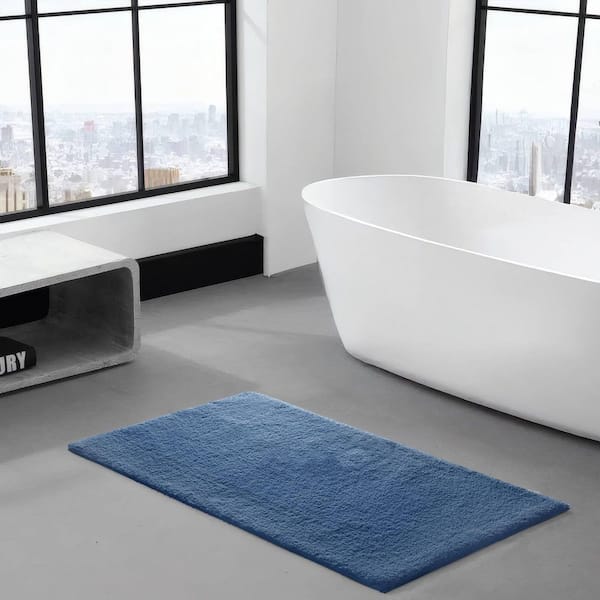 Marshmallow Blue 24 in. x 72 in. Bath Mat
