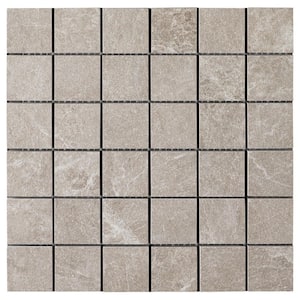 LithoTech Greige Beige 11.81 in. x 11.81 in. Matte Porcelain Mosaic Floor and Wall Tile (0.96 sq. ft./Each)