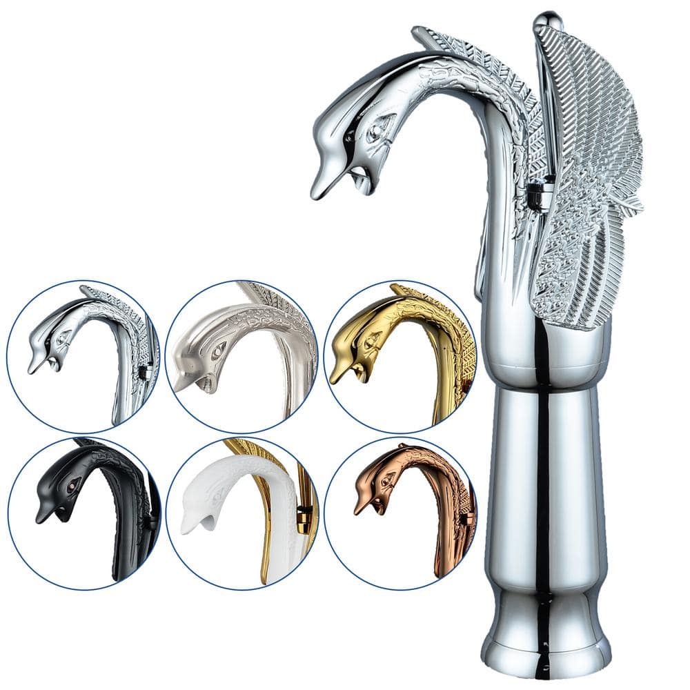 Polished Chrome Swan Single Handle Bathroom Vessel Faucet