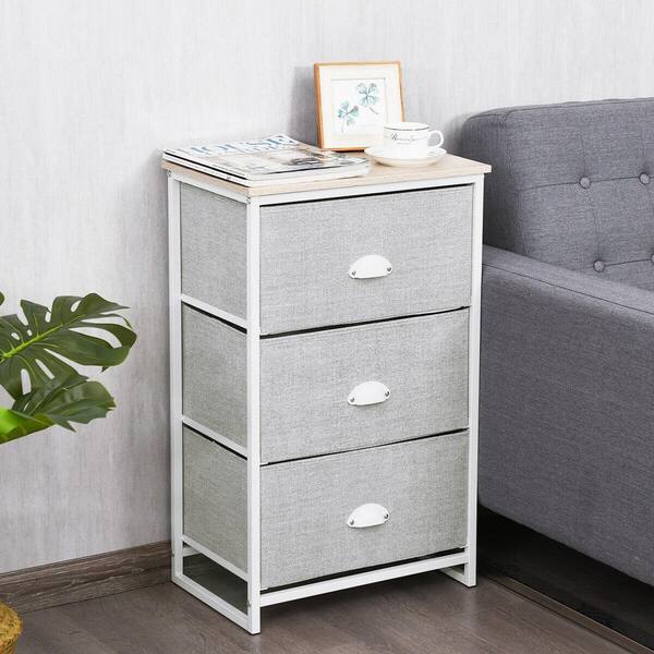 ANGELES HOME 29 in. H x 12 in. W x 18 in. D 3-Drawer Gray