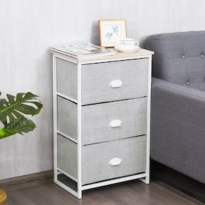 29 in. H x 12 in. W x 18 in. D 3-Drawer Gray Nightstand Side Table Storage Tower Dresser Chest