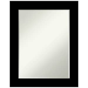 Basic Black 23.5 in. x 29.5 in. Petite Bevel Casual Rectangle Wood Framed Bathroom Wall Mirror in Black