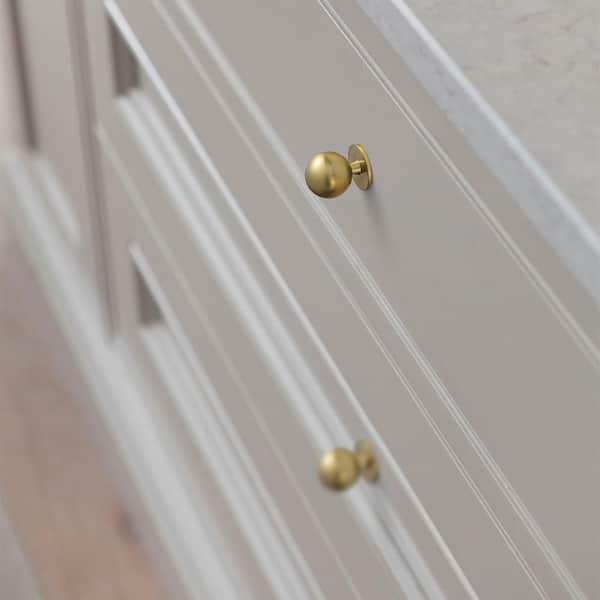 gold dresser knobs 12 pack Goo-Ki 12-Pack 1 in. (25mm) Sleek Round Brushed Gold Zinc Alloy Ball Cabinet Knobs