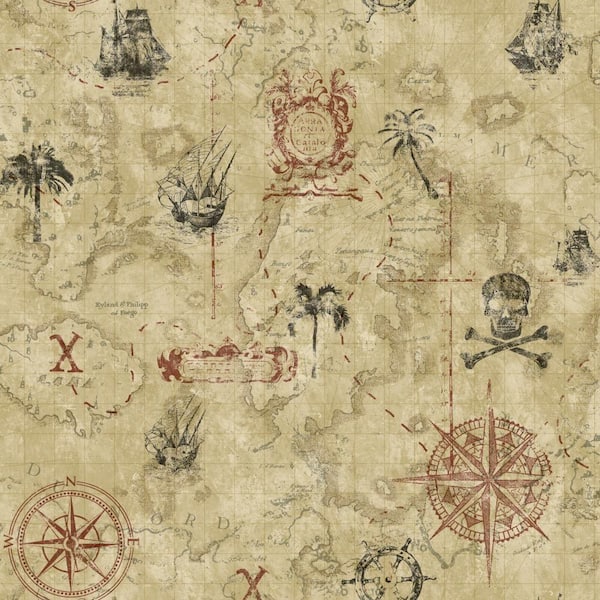York Wallcoverings Cool Kids Pirate Map Wallpaper