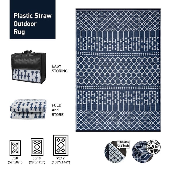 9'x12' RV Outdoor Mats Outdoor Area Rug Camping Rug Reversible Plastic  Straw Rug