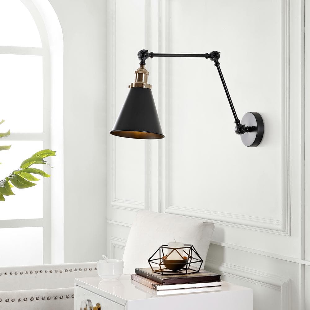 Rover Adjustable Arm Matte Black & Brass Gold LED Wall Sconce