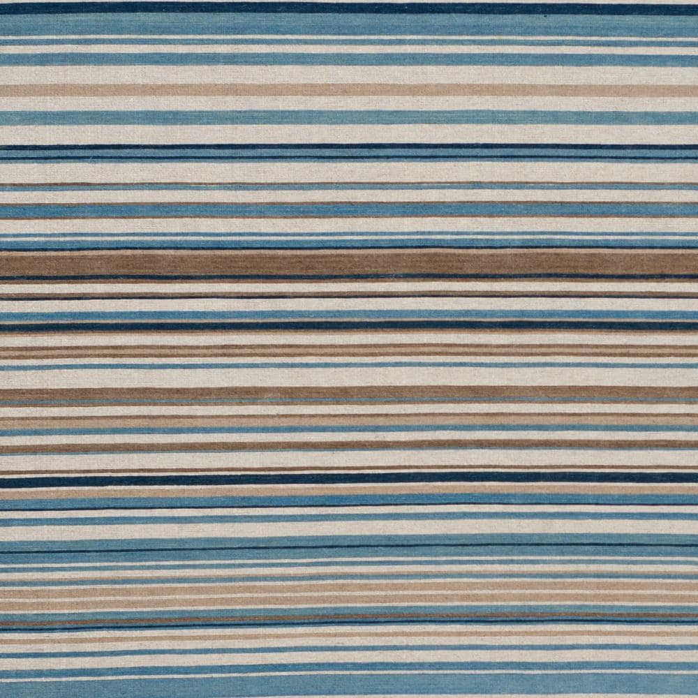 Blue Stripe Handmade Wool 9' x 12' Area Rug