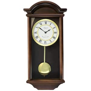 George 22 in. Chestnut Wood Chiming Pendulum Wall Clock