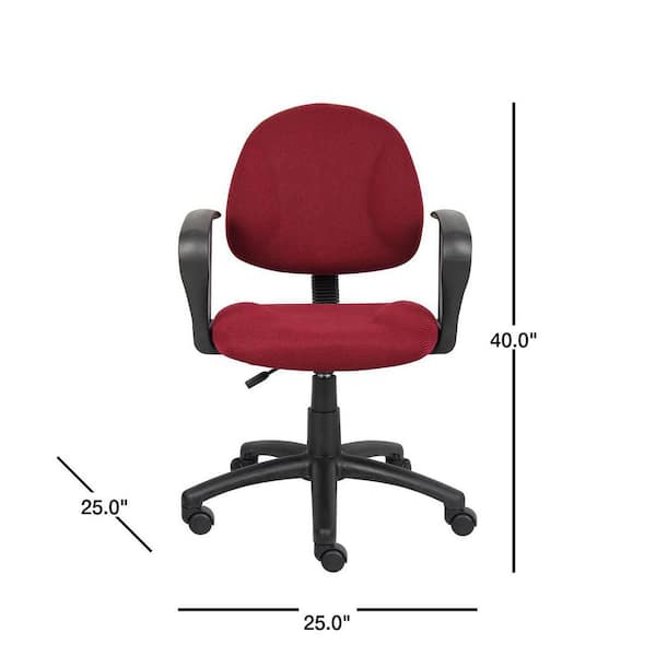 Boss Office Products 25 In Width Big And Tall Burgundy Fabric Task Chair With Swivel Seat B317 By The Home Depot