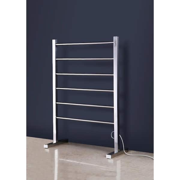 6-Bar Ibiza Freestanding Towel Warmer, Hardwired, Polished Stainless Steel