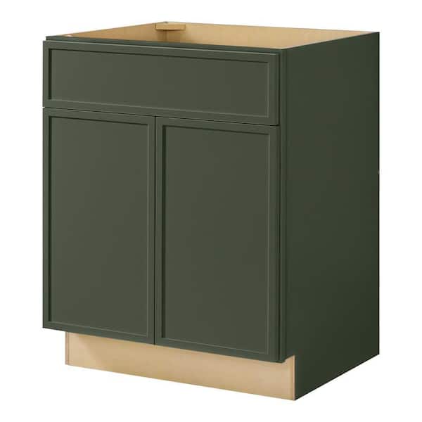 Leyton 27 in. W x 24 in. D x 34.5 in. H Ready to Assemble Plywood Slim Shaker Base Kitchen Cabinet in Fern Green