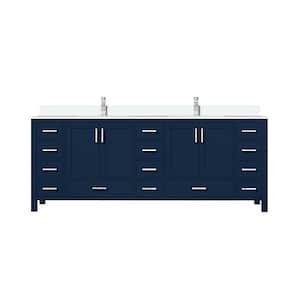 Jacques 84 in. W x 22 in. D Navy Blue Bath Vanity, Cultured Marble Top, and Faucet Set