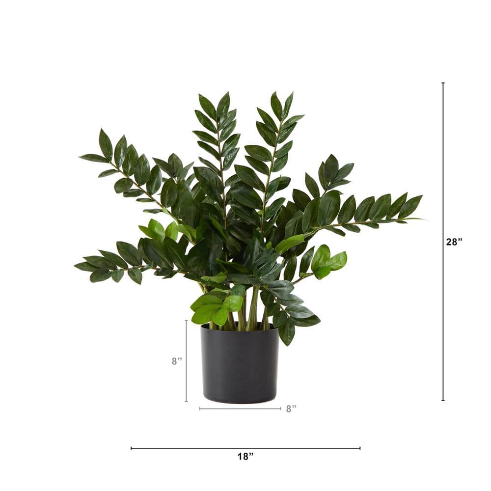Lush Green Artificial Zamioculcas Plant in Black Pot