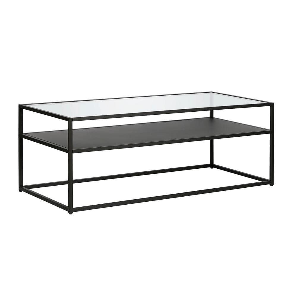 Ada 46'' Rectangular Blackened Bronze Metal & Glass Coffee Table