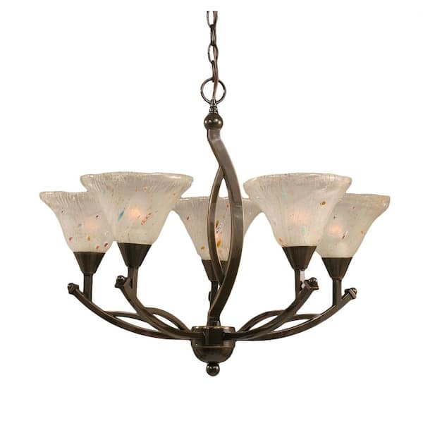 Filament Design Concord 5-Light Onyx Black Chandelier with Frosted Crystal Glass