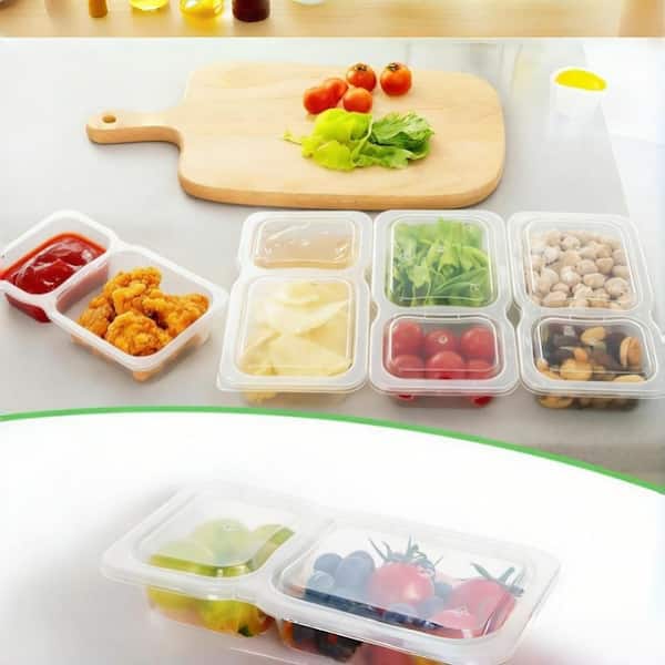 9 oz. Snack and Condiment Containers with Reusable, Lid and Double Compartment for Snack and Condiment Storage (20-Pack)