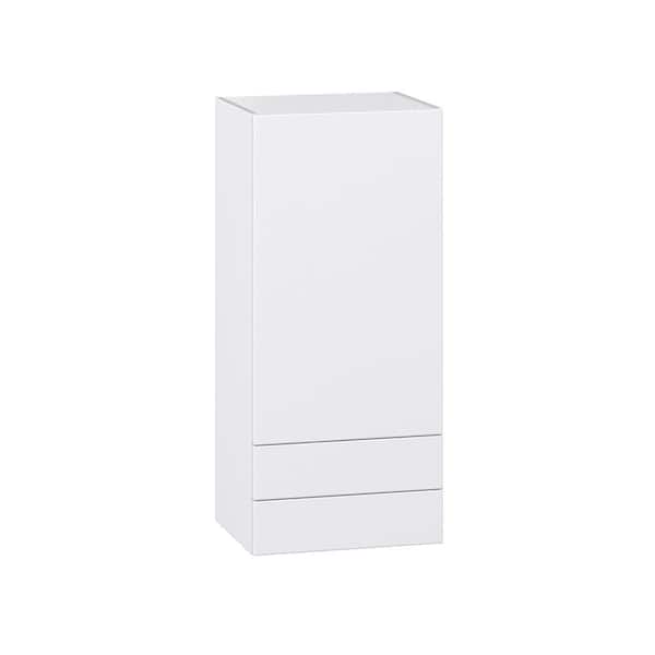 J COLLECTION Timberline 18 in. W x 14 in. D x 40 in. H Assembled Slab Wall Kitchen Cabinet in Bright White with 2-Drawers