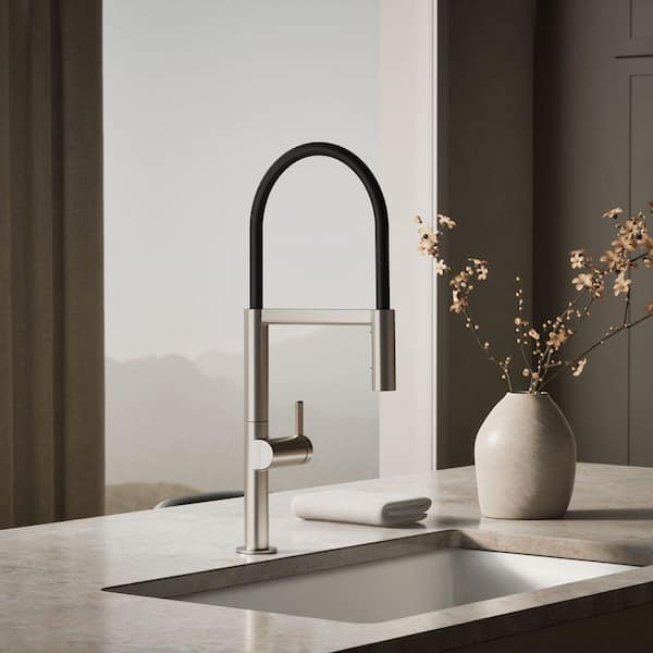 Components 1 Handle Deck Mount Standard Kitchen Faucet in Vibrant Stainless