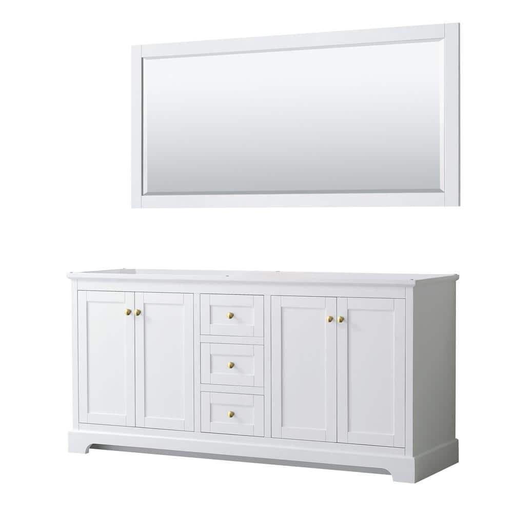 Avery 71 in. W x 21.75 in. D x 34.25 in. H Bath Vanity Cabinet without Top in White with Gold Trim and 70 in. Mirror price history on PriceWatchPro