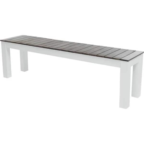 Eltan Dark Brown and White Wood Outdoor Dining Bench (Set of 2)
