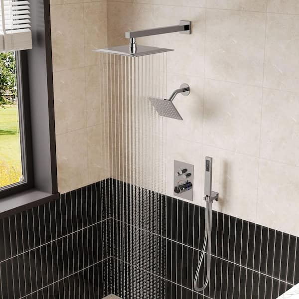 【GRYOU】 GRANDJOY Zenith Rain 7-Spray 12, 6 in. Dual Wall Mount Shower Head