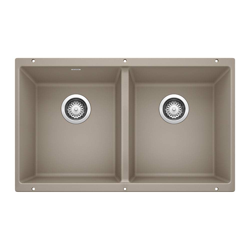 PRECIS Undermount Granite Composite 29.75 in. 50/50 Double Bowl Kitchen Sin