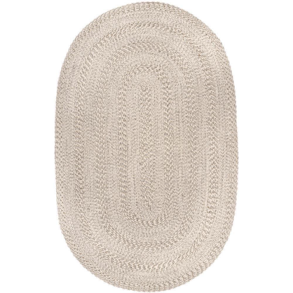 nuLOOM Rowan Braided Texture Ivory 5 ft. x 8 ft. Indoor/Outdoor Oval