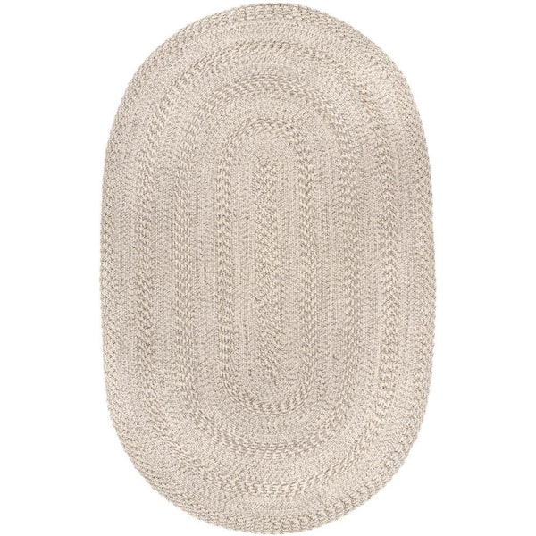 All-Weather Braided Rug, Concentric Pattern Oval