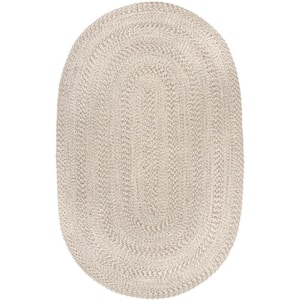 Rowan Braided Texture Ivory 7 ft. 6 in. x 9 ft. 6 in. Oval Indoor/Outdoor Patio Area Rug