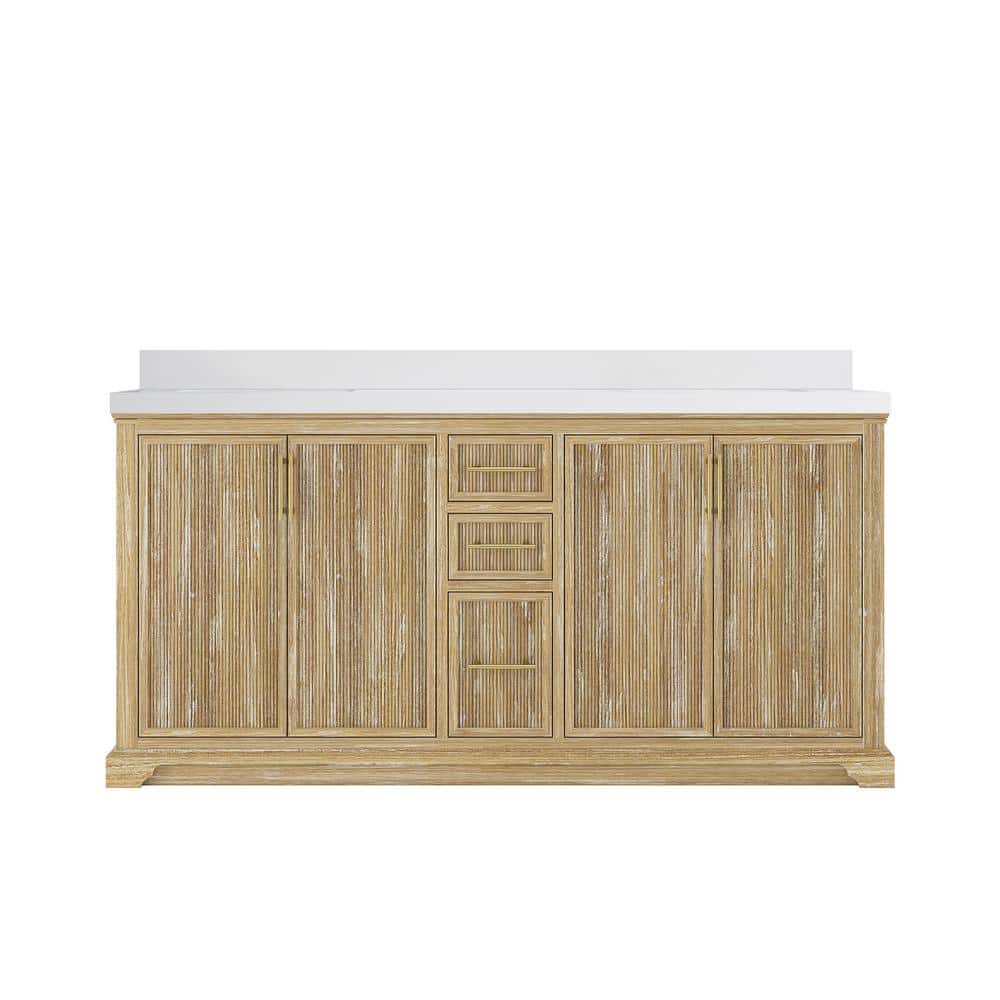 Alys Teak 72 in. W x 22 in. D x 36 in. H Double Sink Bath Vanity in Whitewashed with 2 in. White Quartz Top price history on PriceWatchPro