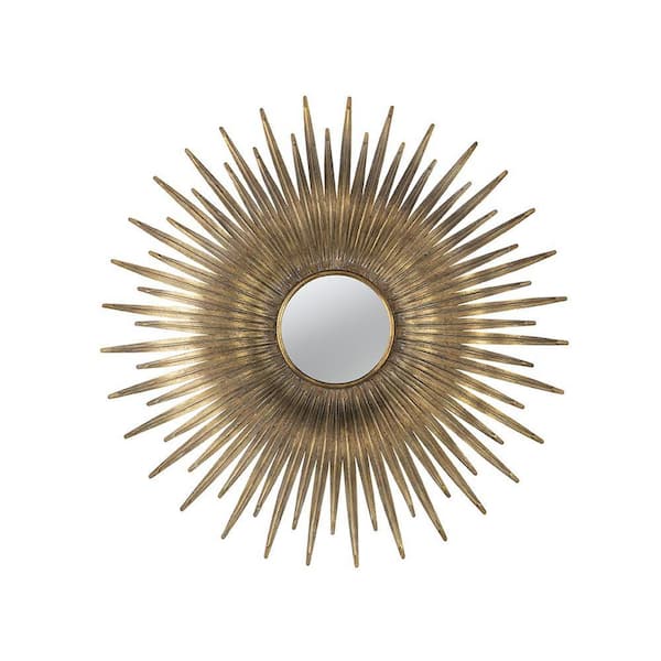 HomeRoots 28.3 in. W x 28.3 in. H Wood Gold Vanity Mirror
